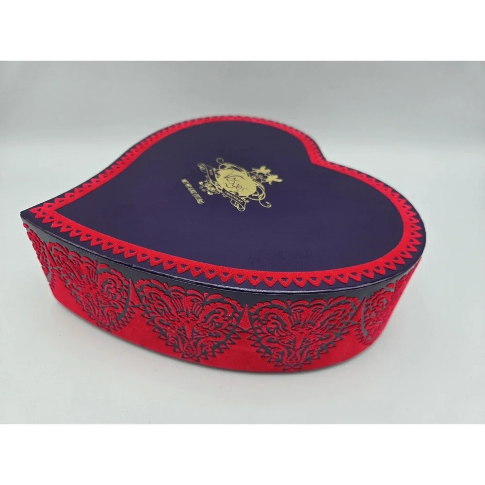 Vosges Chocolate Empty Box Red Purple Heart Flocked 8.5